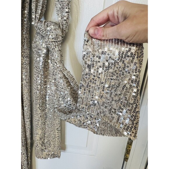 Sofia Lux Champagne Sequin Dress OS One Size Fits 4-14 Made In Italy Retail $195 - Picture 9 of 12